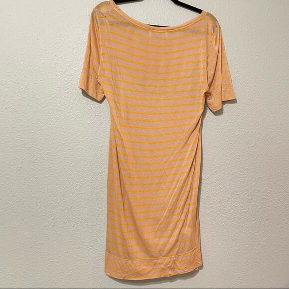 ALC Orange Striped Tee Shirt Dress Womens S Short Sleeve Casual Beachy Quiet Lux - Picture 9 of 11